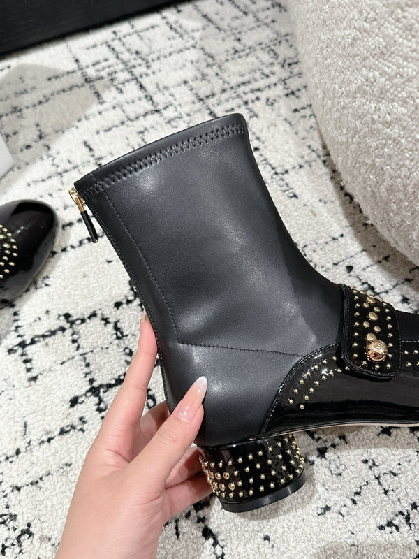 CD Belle-D Heeled Ankle Boot Black Lambskin