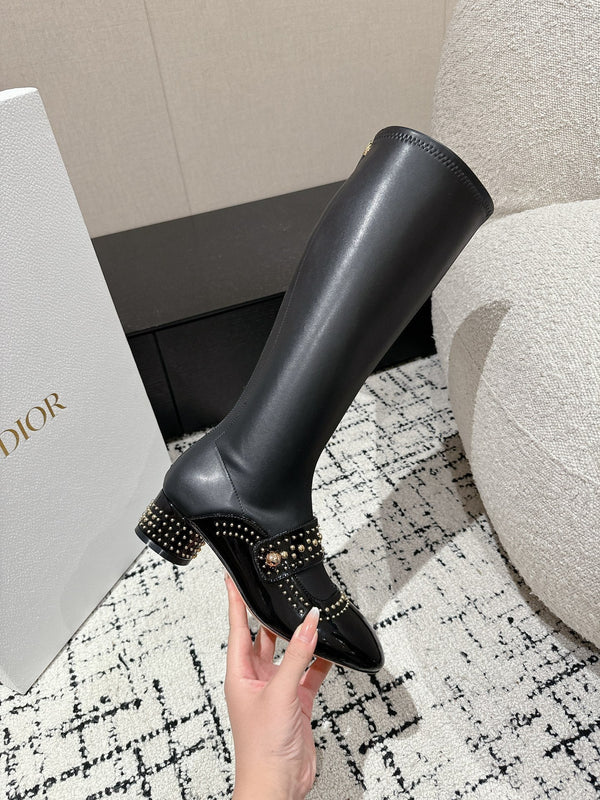 CD Belle-D Heeled Boot Black Lambskin