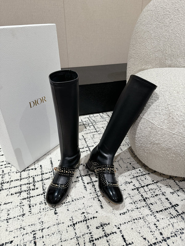 CD Belle-D Heeled Boot Black Lambskin