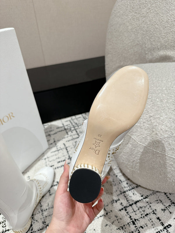 CD Belle-D Heeled Boot White Lambskin