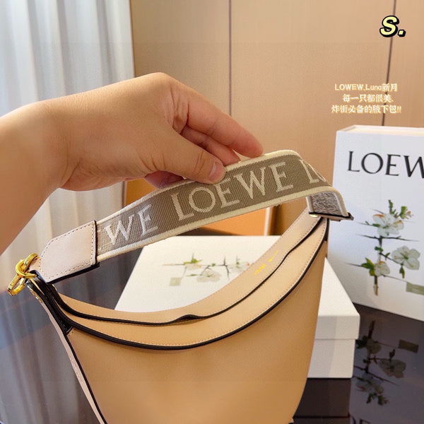 LOE LUNA HOBO 28 BAG IN TAN BROWN CALFSKIN