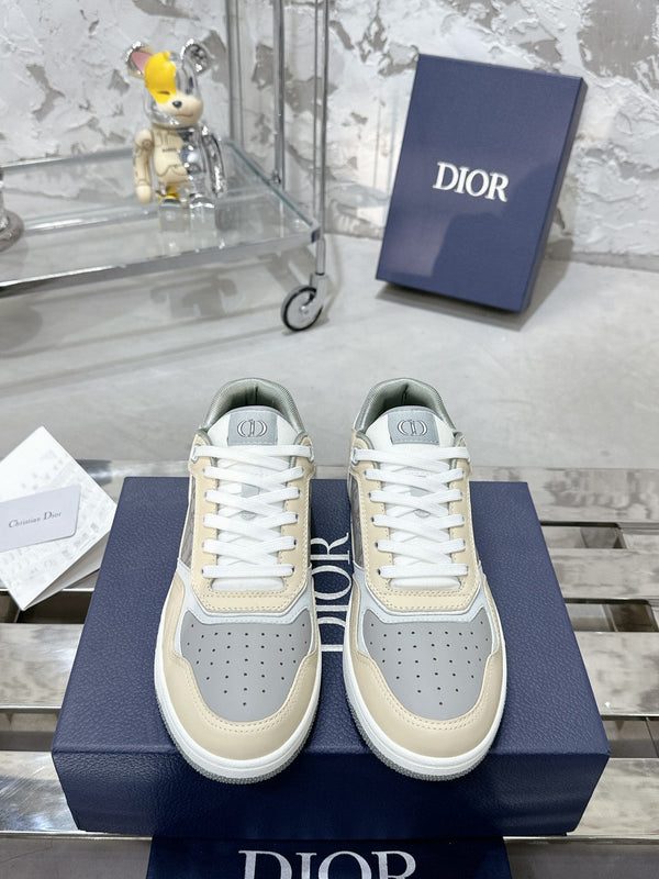 CD B27 Low-Top Sneaker 30mm In Beige Grey Monogram Calfskin 100811