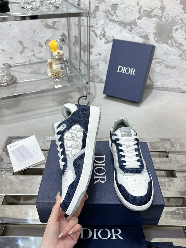 CD B27 Low-Top Sneaker 30mm In Deep Blue Monogram Calfskin 100821