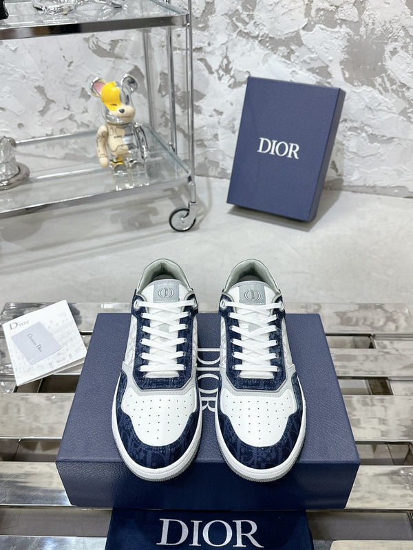 CD B27 Low-Top Sneaker 30mm In Deep Blue Monogram Calfskin 100821