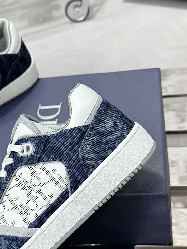 CD B27 Low-Top Sneaker 30mm In Deep Blue Monogram Calfskin 100821