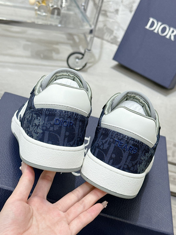 CD B27 Low-Top Sneaker 30mm In Deep Blue Monogram Calfskin 100821