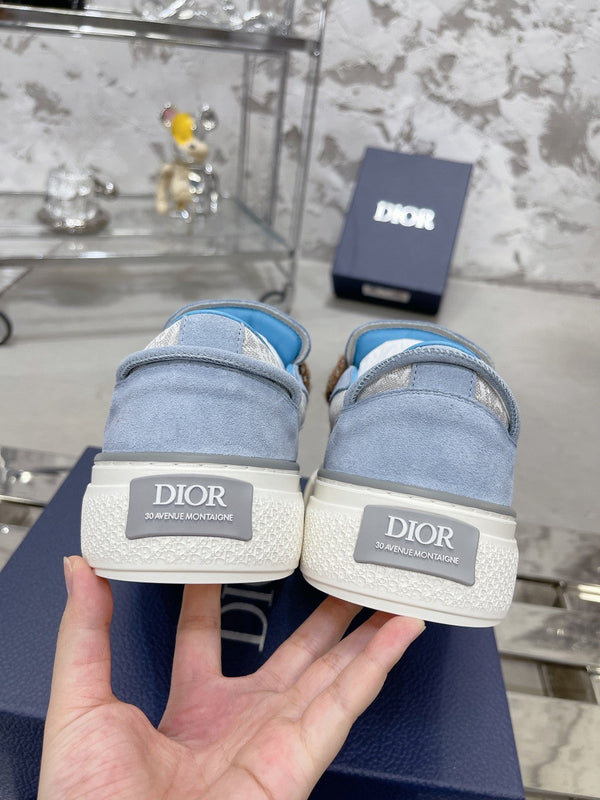 CD B33 Sneaker 30mm in pelle scamosciata marrone mix azzurro 100677