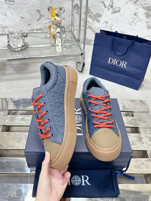 CD B33 Sneaker 40mm in tessuto ricamato in raso monogramma marrone mix blu king 103992