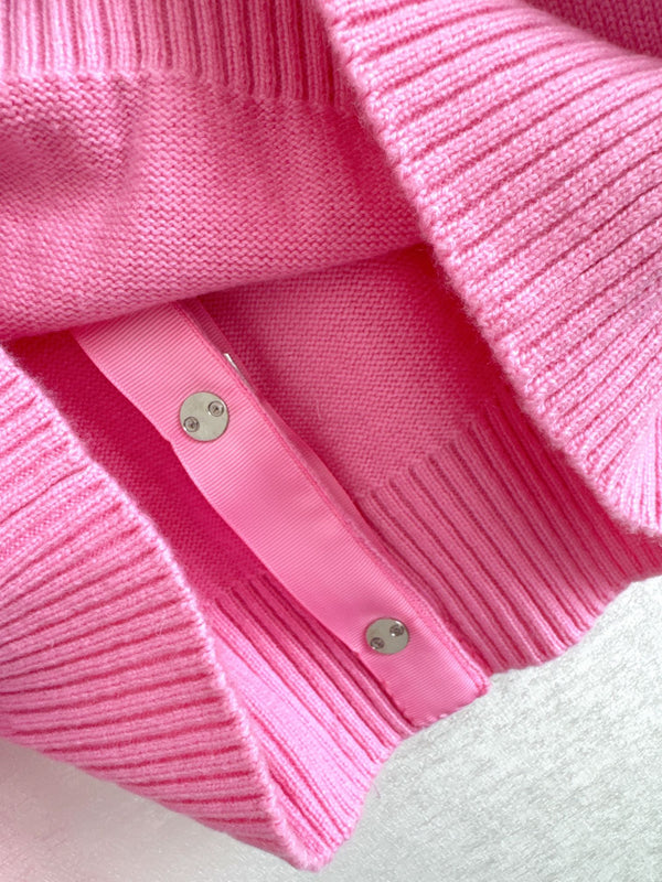 CC 25 Button Cardigan in Pink Wool 278149