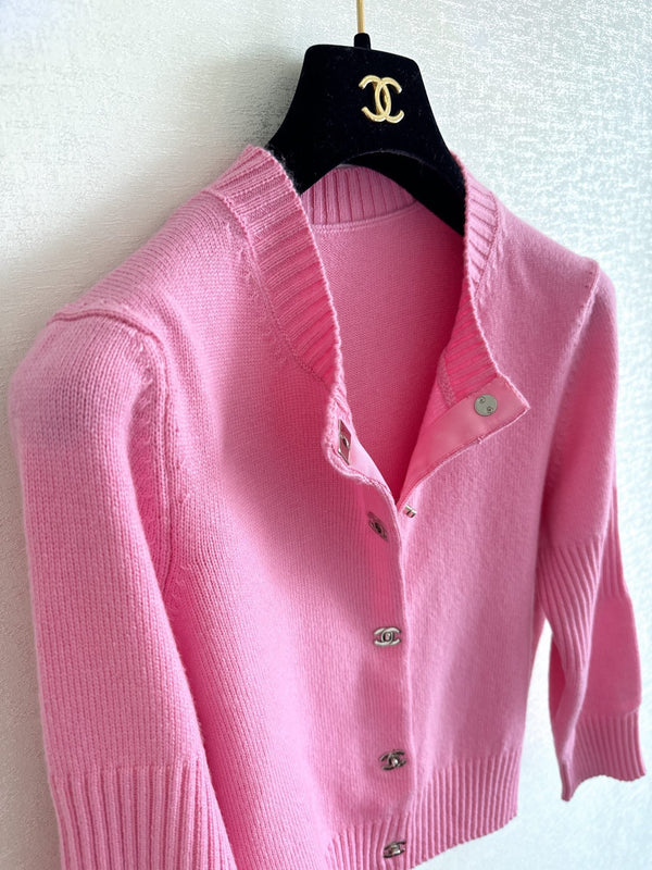 CC 25 Button Cardigan in Pink Wool 278149