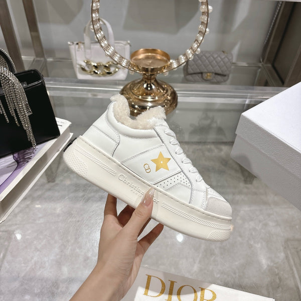 CD Dior Star Platform Sneaker In White Cowhide 996422
