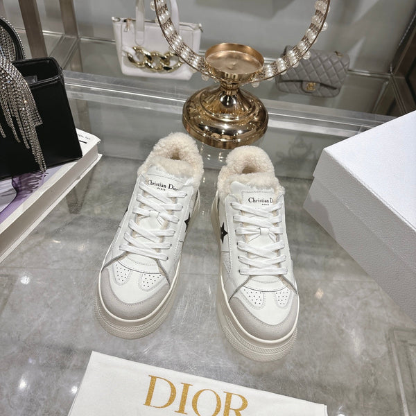 CD Dior Star Platform Sneaker In White Cowhide 996424