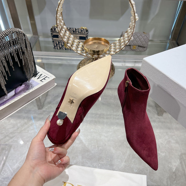 CD Tribales Heeled Ankle Boot 65mm In Burgundy Suede 996428