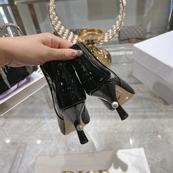 CD Tribales Heeled Ankle Boot 65mm In Black Glossy Cowhide 996434