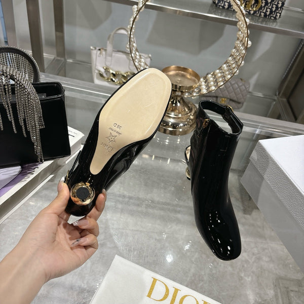 D-Idole Heeled Ankle Boot In Black Glossy Lambskin 996440