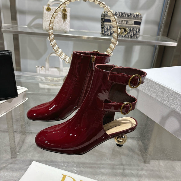 D-Idole Heeled Ankle Boot In Red Glossy Lambskin 996442