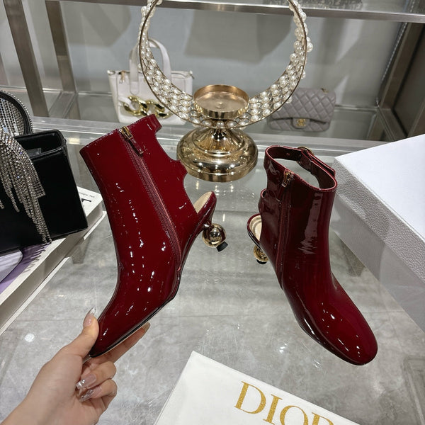 D-Idole Heeled Ankle Boot In Red Glossy Lambskin 996442