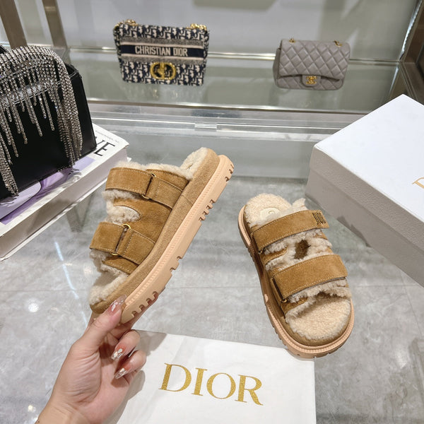 CD Dioract Slide 40mm In Caramel Suede 996358