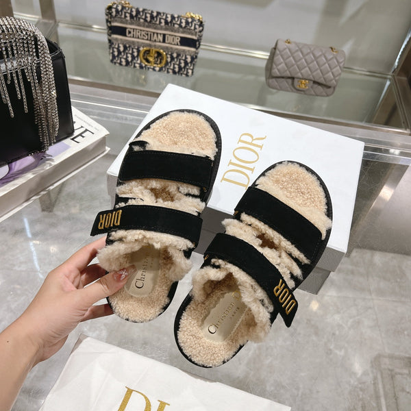 CD Dioract Slide 40mm In Black Suede 996360