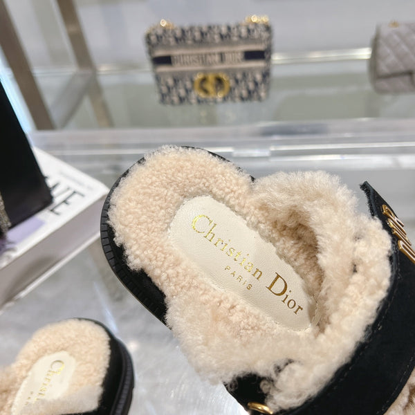 CD Dioract Slide 40mm In Black Suede 996360