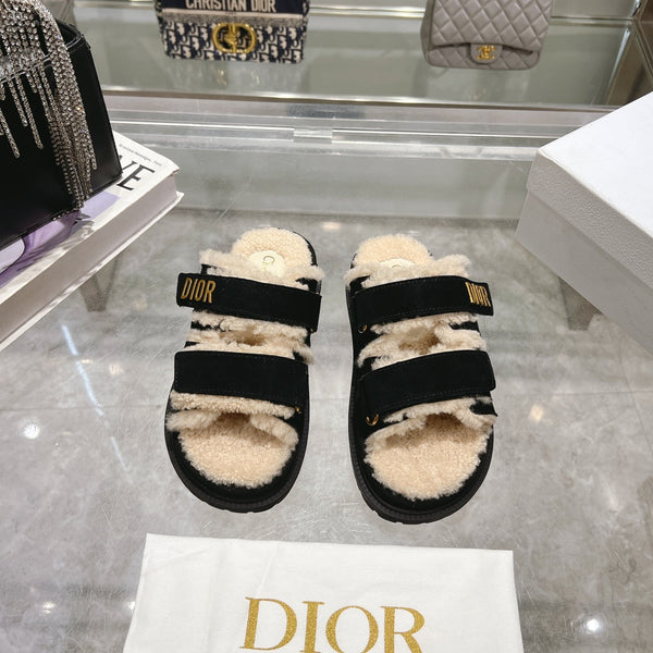 CD Dioract Slide 40mm In Black Suede 996360