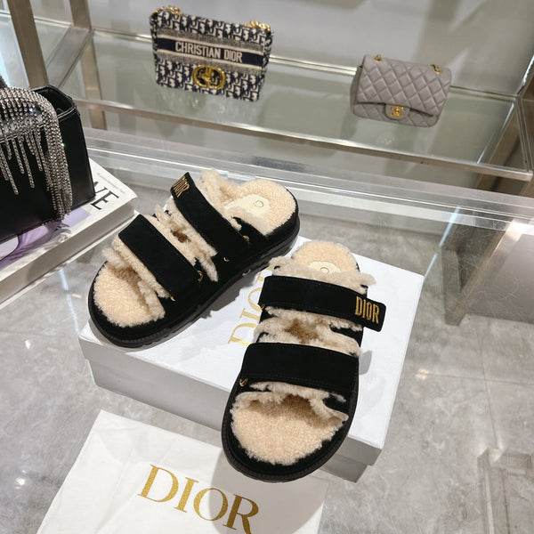 CD Dioract Slide 40mm In Black Suede 996360