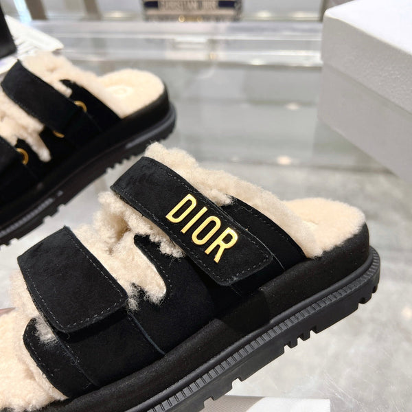 CD Dioract Slide 40mm In Black Suede 996360