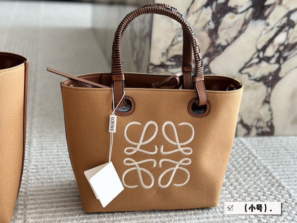 BORSA LOE MEDIUM 27 IN TELA MARRONE CAMMELLO