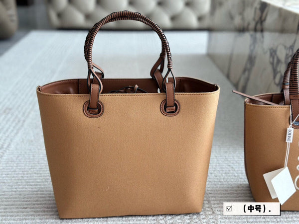 BORSA LOE MEDIUM 27 IN TELA MARRONE CAMMELLO