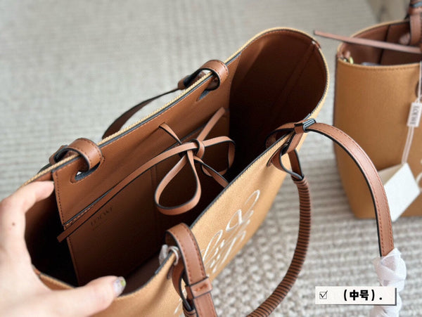 BORSA LOE MEDIUM 27 IN TELA MARRONE CAMMELLO