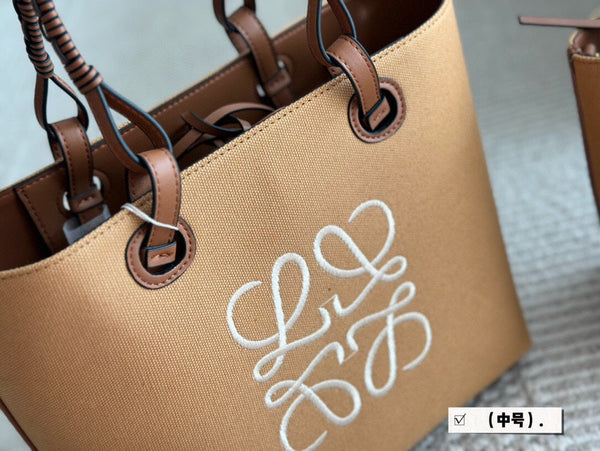 BORSA LOE MEDIUM 27 IN TELA MARRONE CAMMELLO