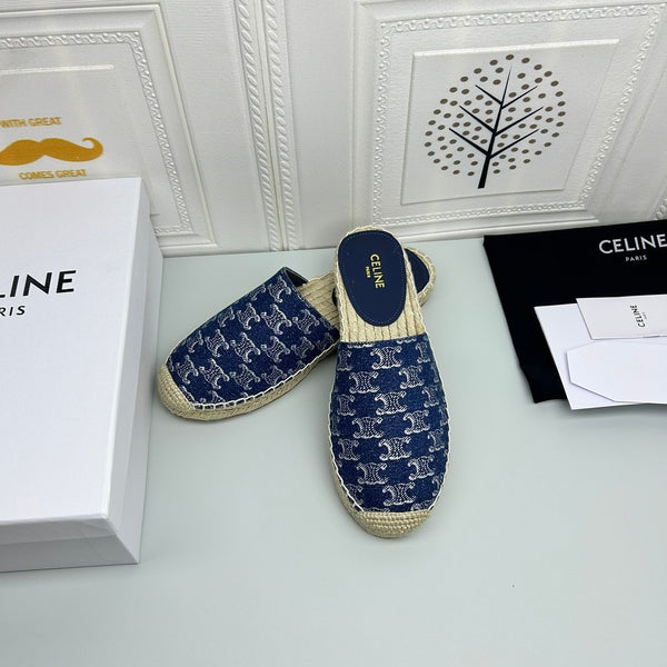 NEW FLAT FISHERMAN SANDALS NAVY BLUE COTTON CANVAS