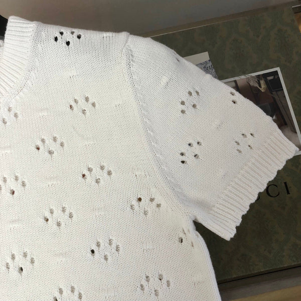 Miu Crew Neck Sweater White Cotton 394303