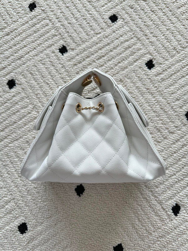 Chanel 25 Hobo Bag 22cm White Calfskin 286182