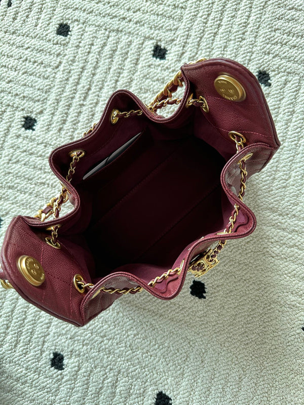 Chanel 25 Hobo Bag 22cm Burgundy Calfskin 286183