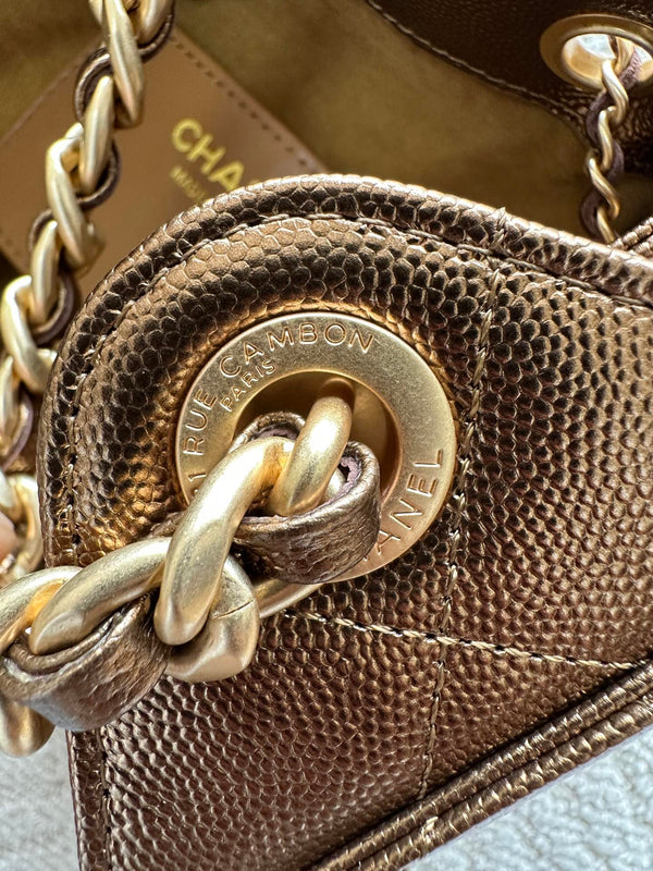 Chanel 25 Hobo Bag 22cm Bronze Calfskin 286184