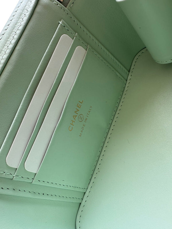 Chanel 2025 Vanity 17cm Bag Mint Green Caviar Leather 320297