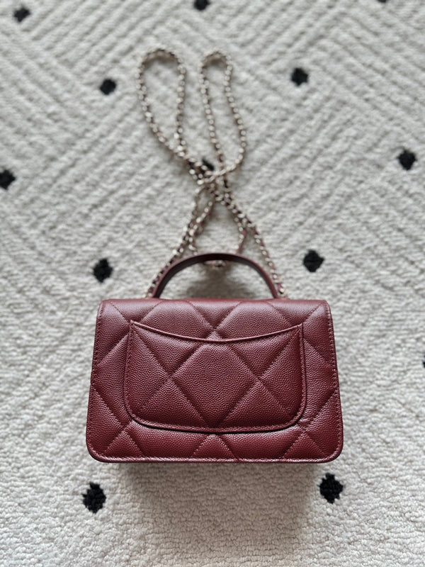 Chanel 2025 Trendy CC Wallet on Chain 19cm Bag Burgundy Caviar Leather 320294