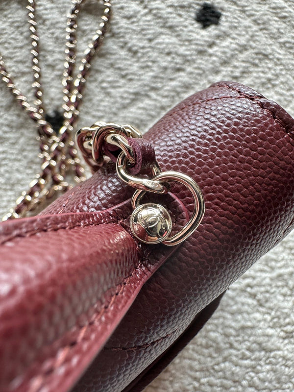 Chanel 2025 Trendy CC Wallet on Chain 19cm Bag Burgundy Caviar Leather 320294