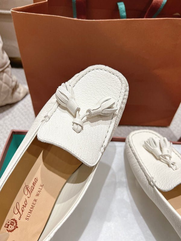 LP Dot sole walk mocassinown White Wrinkled Cowhide 215008