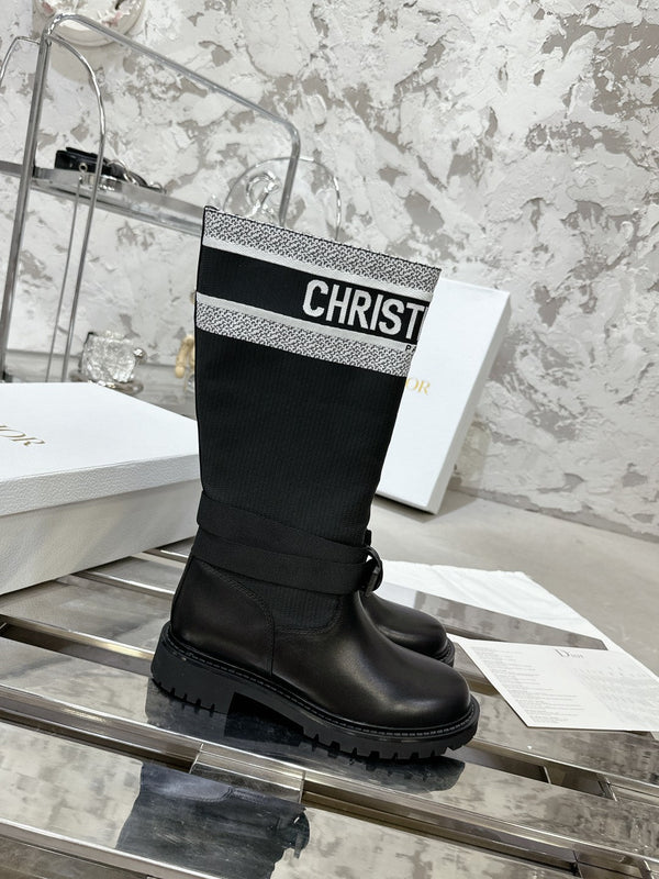 Stivale D-Major in tessuto denim bianco misto nero 100566