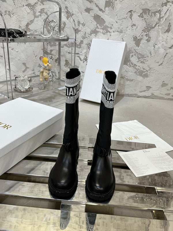 Stivale D-Major in tessuto denim bianco misto nero 100566