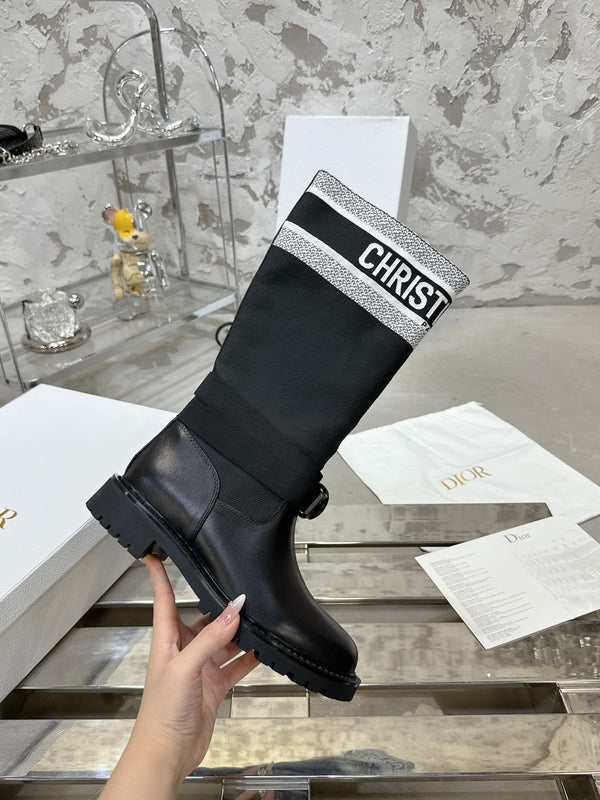 Stivale D-Major in tessuto denim bianco misto nero 100566