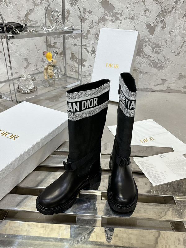 Stivale D-Major in tessuto denim bianco misto nero 100566