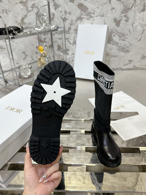 Stivale D-Major in tessuto denim bianco misto nero 100566