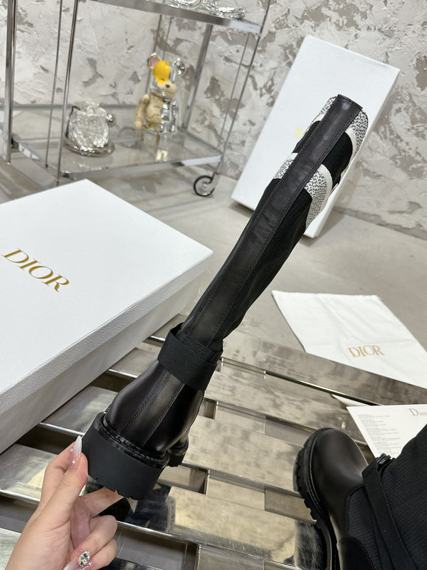 Stivale D-Major in tessuto denim bianco misto nero 100566