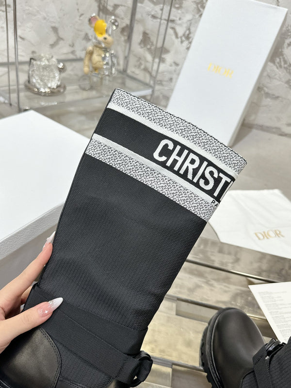 Stivale D-Major in tessuto denim bianco misto nero 100566