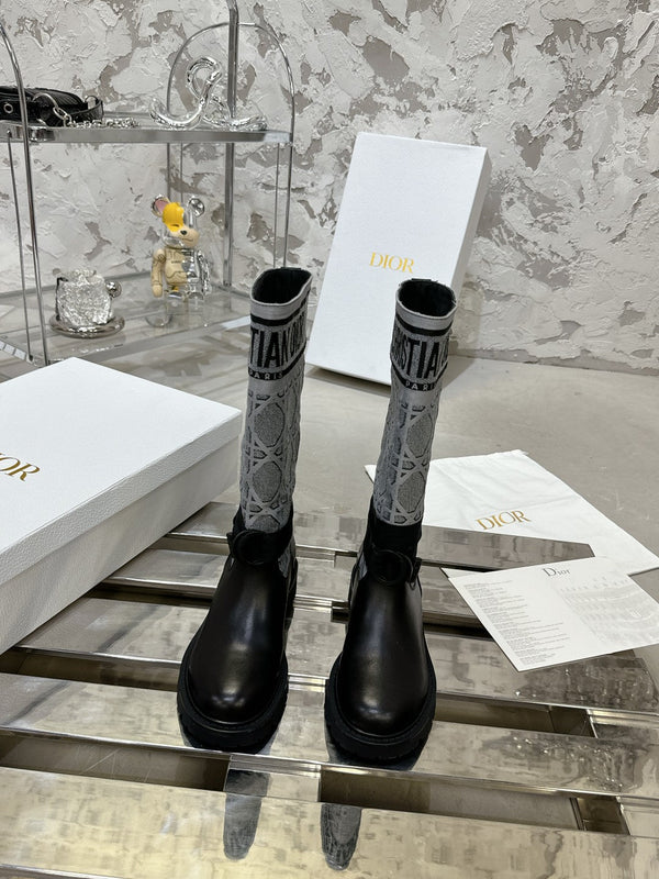 D-Major Boot In Grey Mix Black Denim Fabric 100570