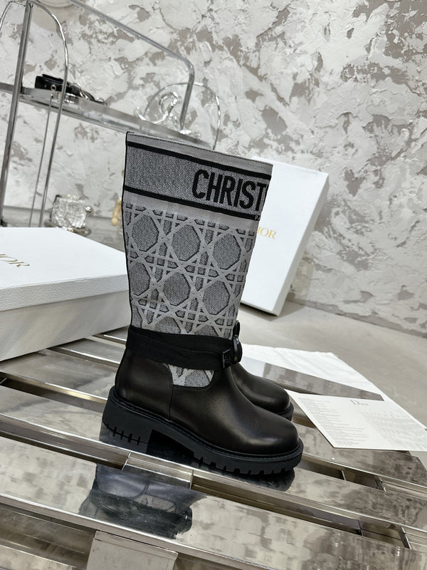 D-Major Boot In Grey Mix Black Denim Fabric 100570