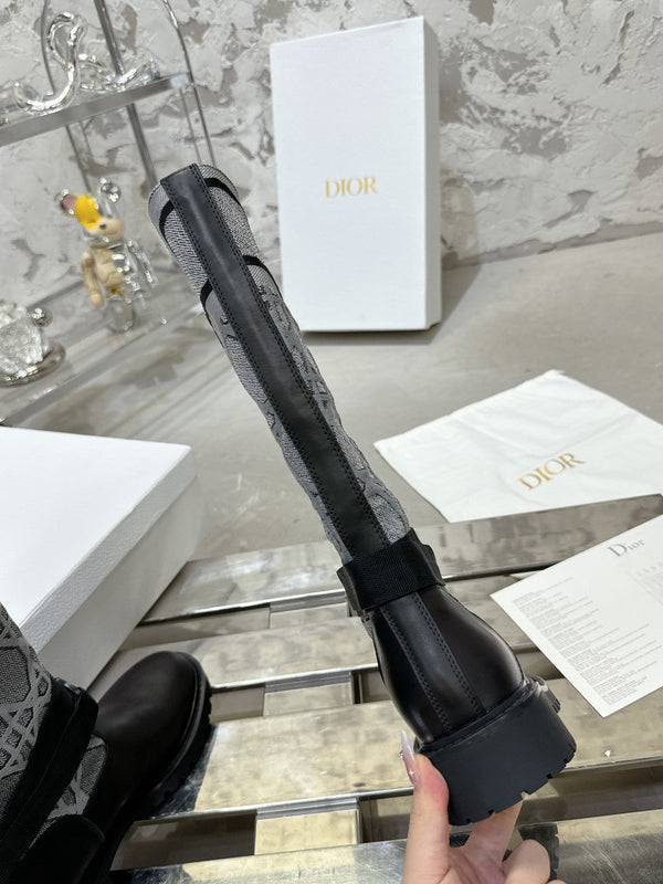 D-Major Boot In Grey Mix Black Denim Fabric 100570